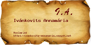 Ivánkovits Annamária névjegykártya